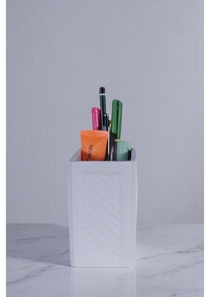 Kalemlik Masa Kalemliği Organizer Kalemlik Beyaz Renk Model 92