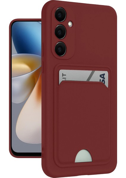 Samsung Galaxy M15 Uyumlu Arka Kamera Korumalı Kart Koyulabilen Silikon Kartlıklı Kılıf Kapak