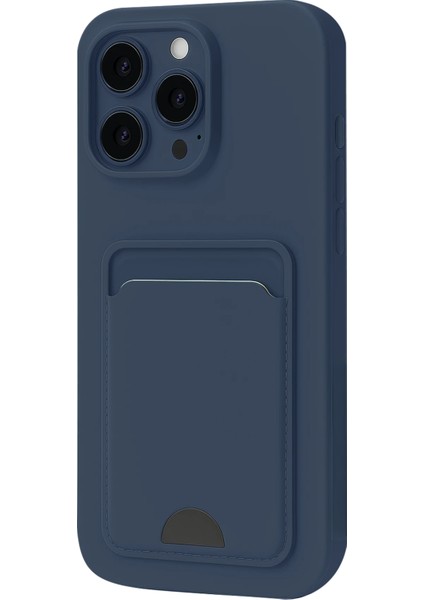 Apple iPhone 16 Pro Max Uyumlu Arka Kamera Korumalı Kart Koyulabilen Silikon Kartlıklı Kılıf Kapak