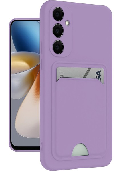 Samsung Galaxy M15 Uyumlu Arka Kamera Korumalı Kart Koyulabilen Silikon Kartlıklı Kılıf Kapak