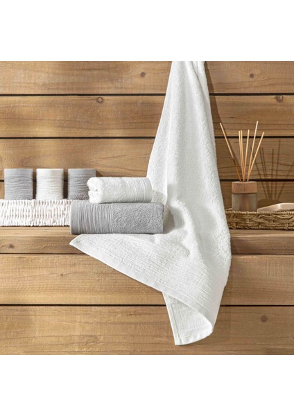 6'lı El ve Yüz Havlusu Seti Lume Beyaz-Gri ( 30 x 50 - 50 x 80 cm )