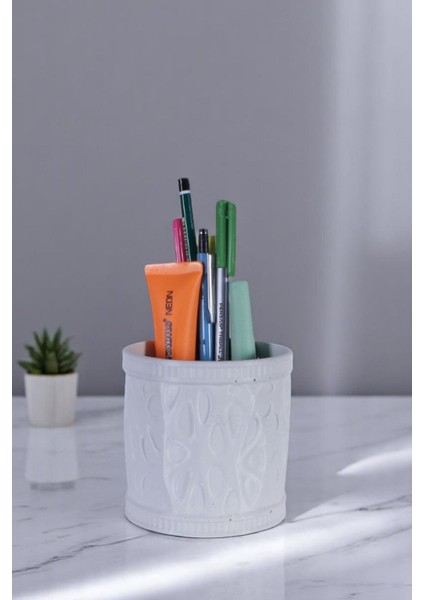 Kalemlik Masa Kalemliği Organizer Kalemlik Beyaz Renk Model 76