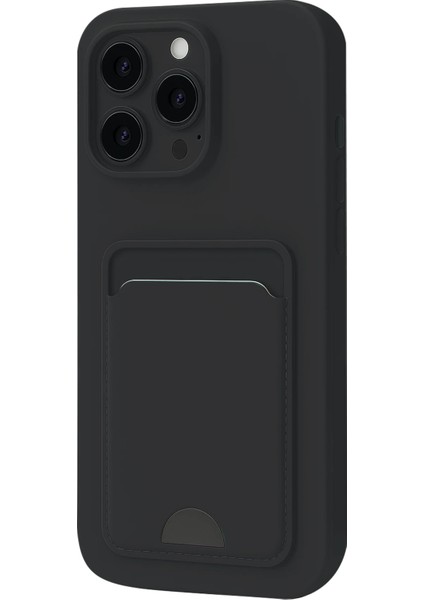 Apple iPhone 16 Pro Max Uyumlu Arka Kamera Korumalı Kart Koyulabilen Silikon Kartlıklı Kılıf Kapak