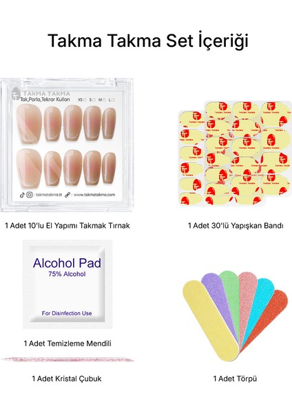 Safir Işıltısı - 10'lu Tekrar Kullanılabilir El Yapımı Protez Takma Tırnak M-Ten Rengi fiyatları