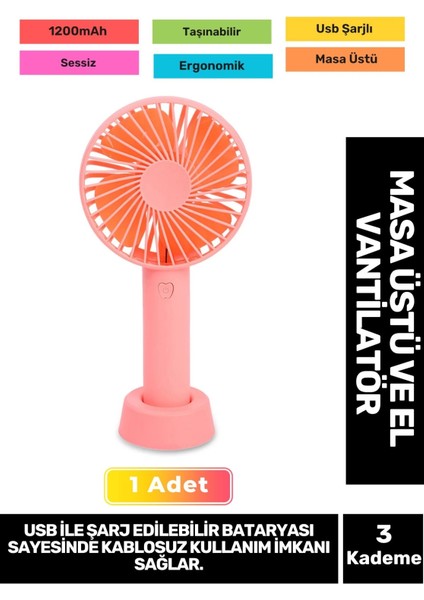 3 Kademeli Ultra Sessiz Hafif Kablosuz 1200MAH Pervaneli Taşınabilir USB Şarj Masa El Fan Vantilatör
