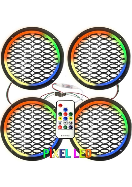Pixel Ledli 16CM Hoparlör Kapak 4 Adet Animasyonlu EGB-6685