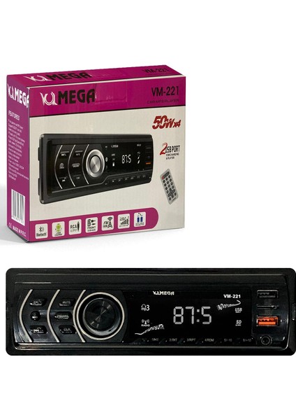 VM-221 Oto Teyp 4X50 Watt Bluetooth 2xusb Sd Fm Aux
