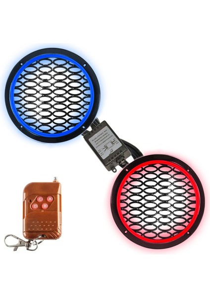 Çakar Ledli 16CM Hoparlör Kapak Mavi Kırmızı 2 Adet Egb EG-5656