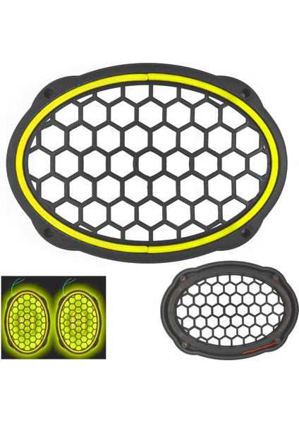 Midrange Kapağı Neon Ledli Oval Sarı 2 Adet
