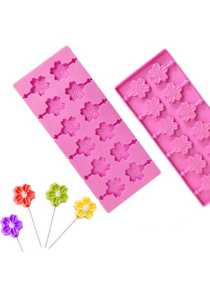 Çiçek Lolipop Yapım Seti 101LI Çiçek Şeker Çikolata Kalıbı Izomalt Kalıp ve Lolipop Çubuğu 100LÜ modelleri