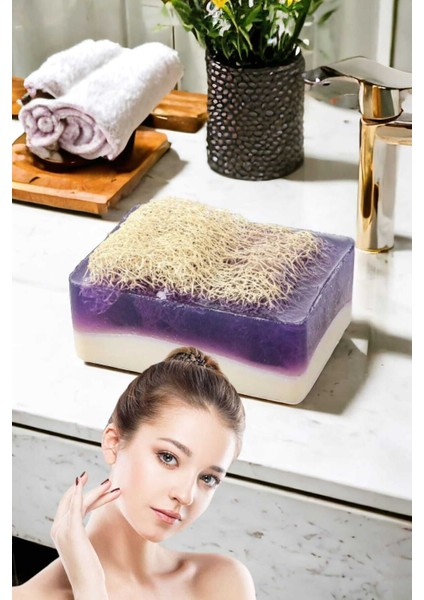 2'li Cilt Bakım Kabak Lifli Keçi Sütü Lavanta Sabun Çift Taraflı Yüz Temizleme Fırçası fırsatları