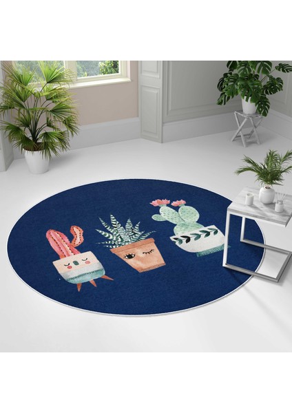 Yuvarlak Halı – Kaymaz Tabanlı, Yıkanabilir, Yumuşak Dokulu, Sevimli Desenler (MONNYVRLK_30)