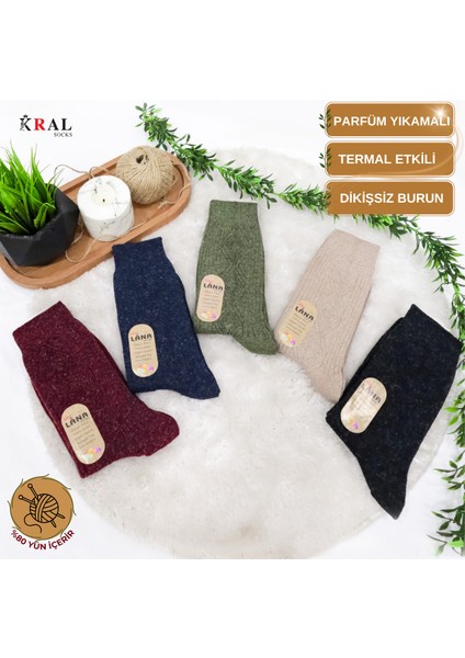 Çorap (5 Çift) Kışlık Yün Çorap Lambswool (Özel Kuzu Yünlü) Kadınlar Için Termal Özellikli indirimleri