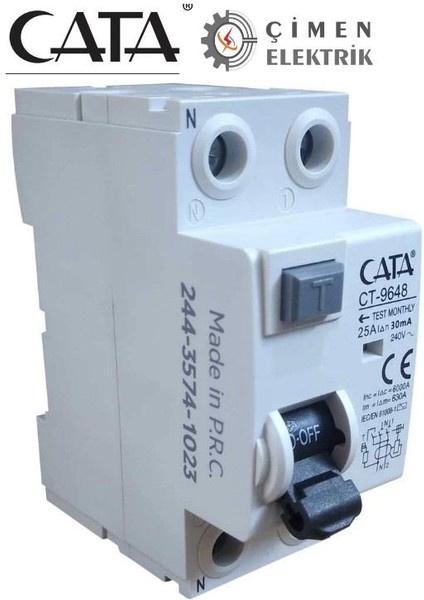 Cata Ct 9648 2X25A 30MA 6ka Monofaze Kaçak Akım Rölesi