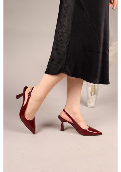 Luma Arkası Açık Stiletto Bordo