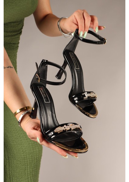 Virely Taşlı Kemer Tokalı Topuklu Ayakkabı Siyah modelleri