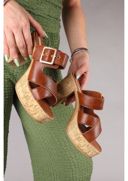 Ronika Platform Topuklu Terlik Taba modelleri