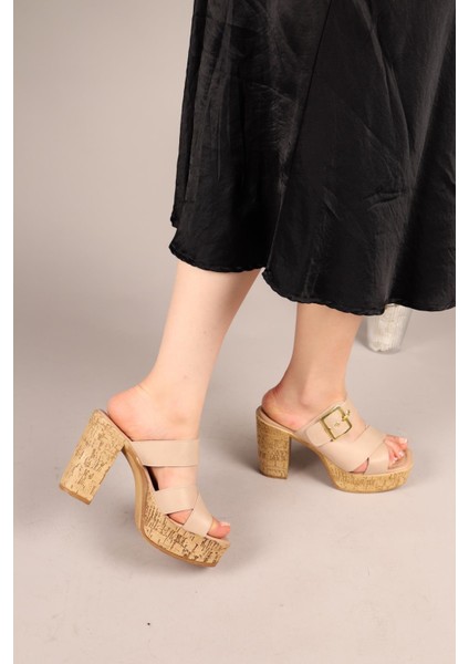 Ronika Platform Topuklu Terlik Bej modelleri