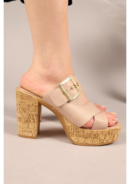 Ronika Platform Topuklu Terlik Bej fırsatları