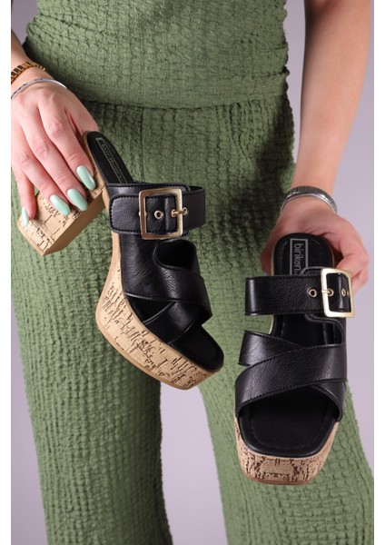 Ronika Platform Topuklu Terlik Siyah modelleri