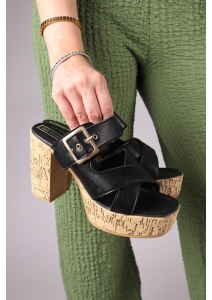 Ronika Platform Topuklu Terlik Siyah fırsatları