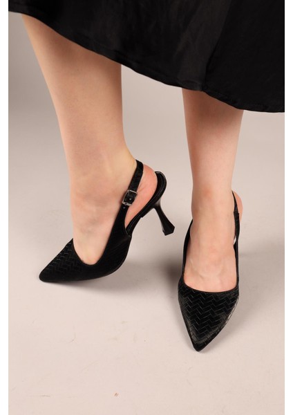 Ferunya Dokulu Arkası Açık Stiletto Siyah indirimleri