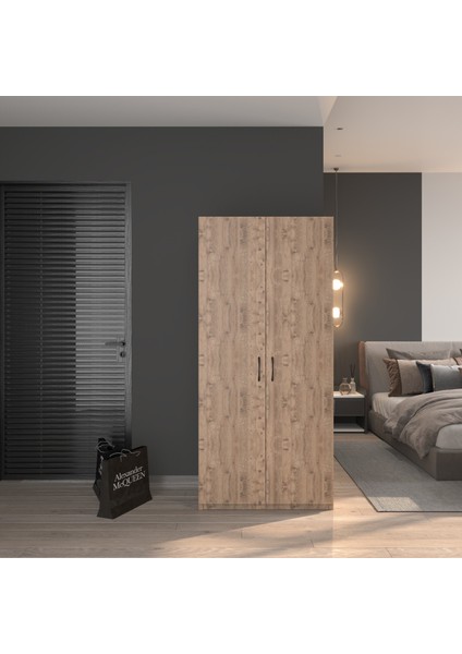 ED PET DİZAYN 2 Kapaklı Elbise Dolabı Atlantik Çam 80 cm Genişlik