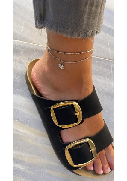 Çelik Silver Ikili Renkli Kuzey Yıldızlı Halhal