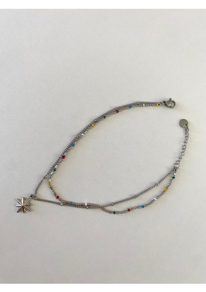 Çelik Silver Ikili Renkli Kuzey Yıldızlı Halhal fiyatları