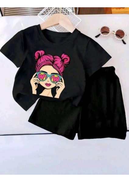 Kız Çocuk Yazlık Takım Kısa Kollu Tişört ve Şort