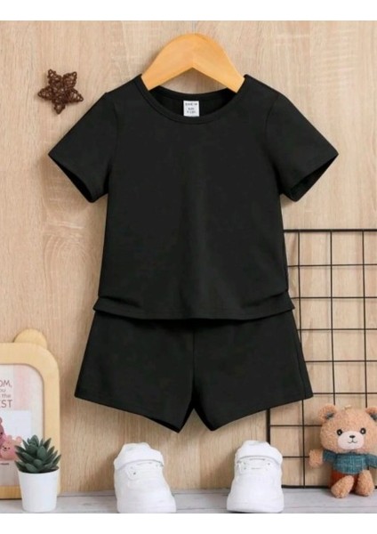 Çocuk Yazlık Takım Kısa Kollu Tişört ve Şort Ikili Takım