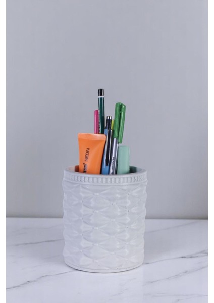 Kalemlik Masa Kalemliği Organizer Kalemlik Beyaz Renk Model 85