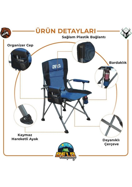 Lüks 4'iü Kamp Sandalye Seti Mavi fiyatları