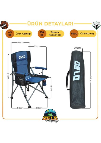 Lüks 4'iü Kamp Sandalye Seti Mavi modelleri