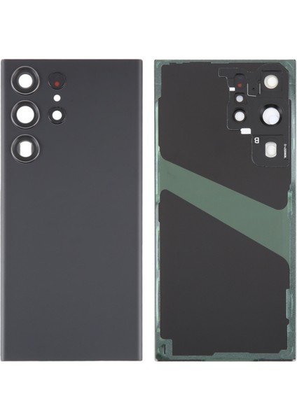Samsung Galaxy S23 Ultra Uyumlu Kamera Camlı Batarya Kapağı (Siyah) NT-114576