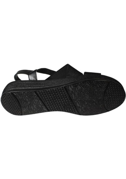 Yazkış Kadın Siyah Ten Çapraz Lastik Bantlı 4cm Rahat Taban Sandalet fırsatları