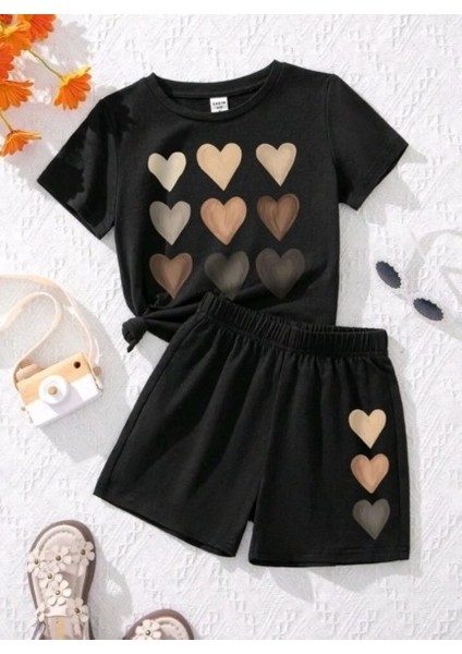 Kız Çocuk Yazlık Takım Kısa Kollu Tişörtve Şort