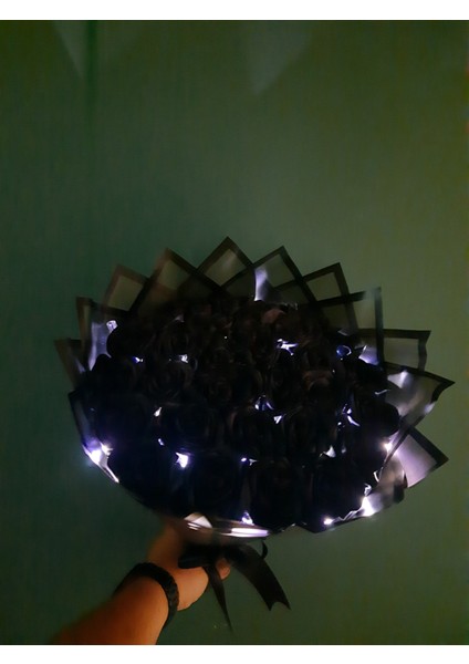 30 Lu LED Işıklı Solmayan Gül Buketi Siyah Gül Dışı Siyah fırsatları