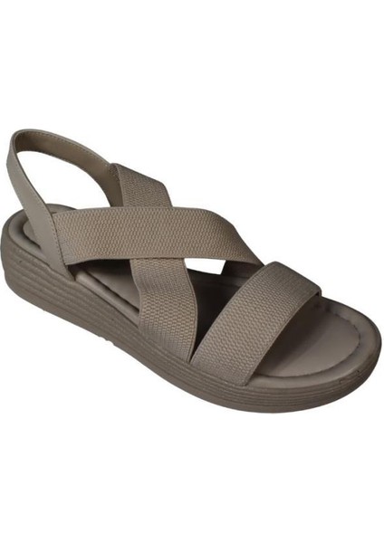 Yazkış Kadın Siyah Ten Çapraz Lastik Bantlı 4cm Rahat Taban Sandalet