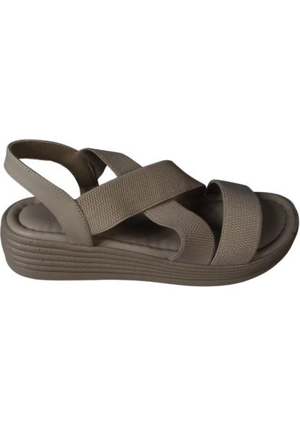 Yazkış Kadın Siyah Ten Çapraz Lastik Bantlı 4cm Rahat Taban Sandalet fiyatları