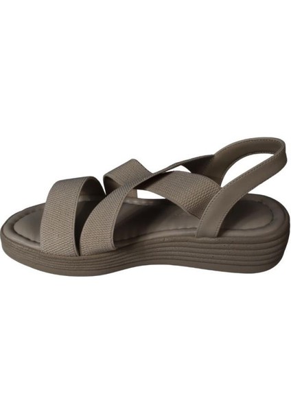 Yazkış Kadın Siyah Ten Çapraz Lastik Bantlı 4cm Rahat Taban Sandalet modelleri