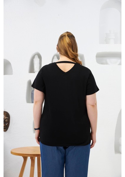 File Detaylı Büyük Beden Tişört Siyah fırsatları