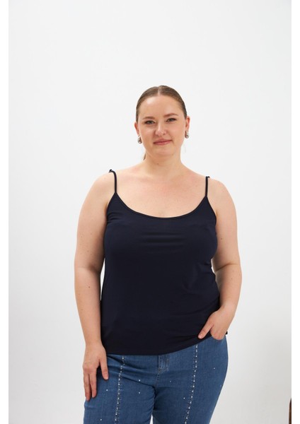 Büyük Beden Askılı Atlet Lacivert