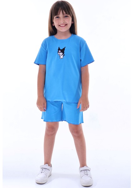 Ribana Beybi Overlok Detaylı Kuromi Nakışlı Alt-Üst Takım