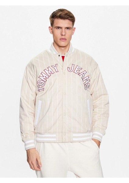 Relaxed Pinstripe Erkek Bomber Ceket