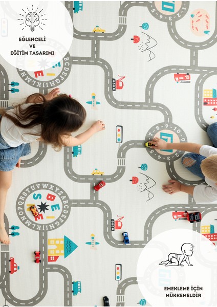 Araba Yarışı-Lokomotif Çift Taraflı Oyun Matı- Oyun Halısı 140X200X1CM modelleri