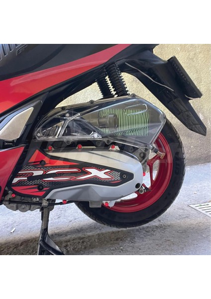 Honda Pcx Sticker Radyator Kapağı Kaplama Koruma Etiket Modeli Parçalı Desen Kırmızı fırsatları