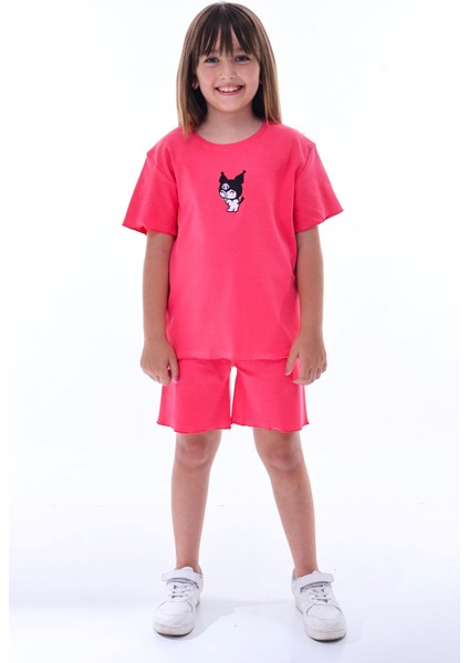 Ribana Beybi Overlok Detaylı Kuromi Nakışlı Alt-Üst Takım