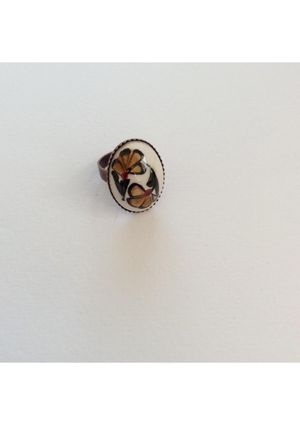 Sarı Çiçek Figürlü Çini Yüzük fiyatları