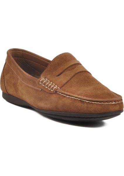 Kazar 3Y0113-163 M Toprak Nubuk Hakiki Deri Erkek Loafer